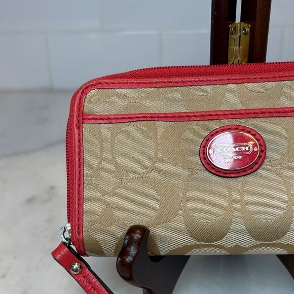 Coach Wristlet Y2K Wallet Jacquard Signature Logo Neon Leather Wristlet Wallet - Picture 3 of 16